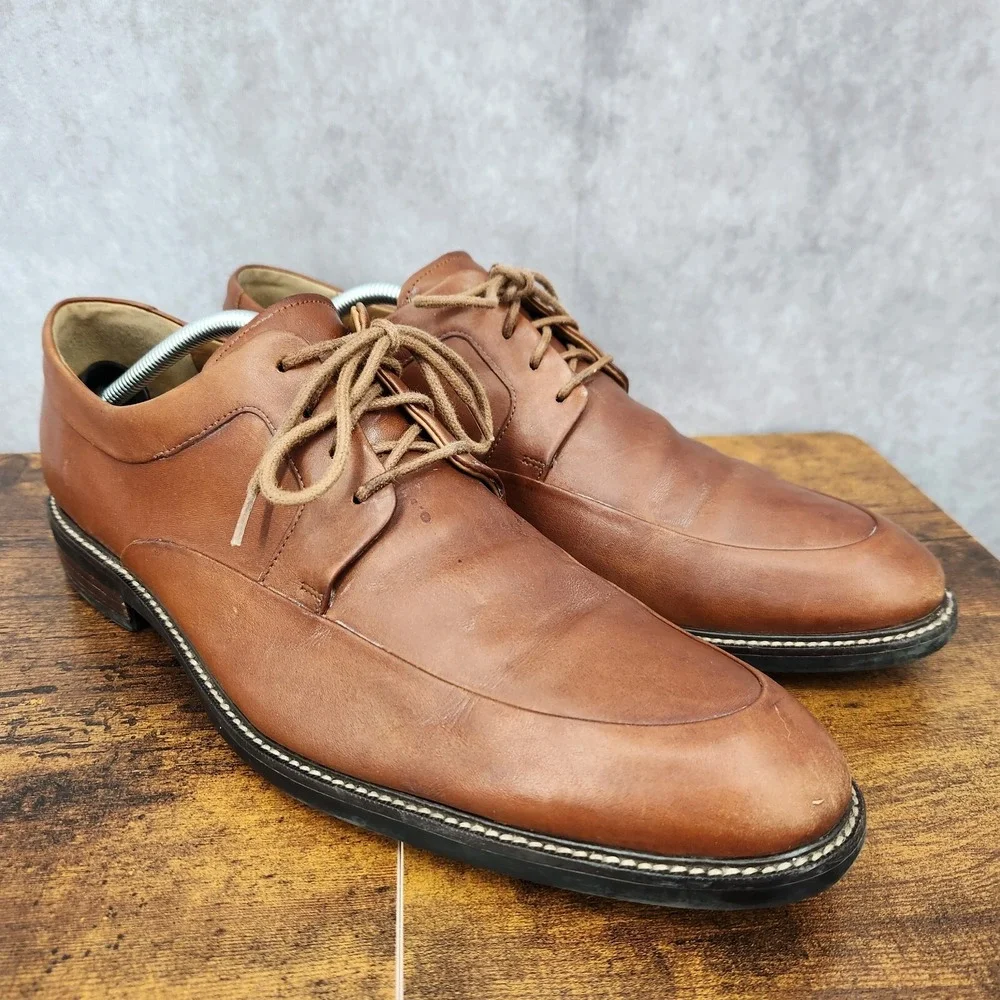 Cole Haan Warren Oxford Shoes Mens 11.5 M‎  Brown Leather Apron Toe Derby Shoes